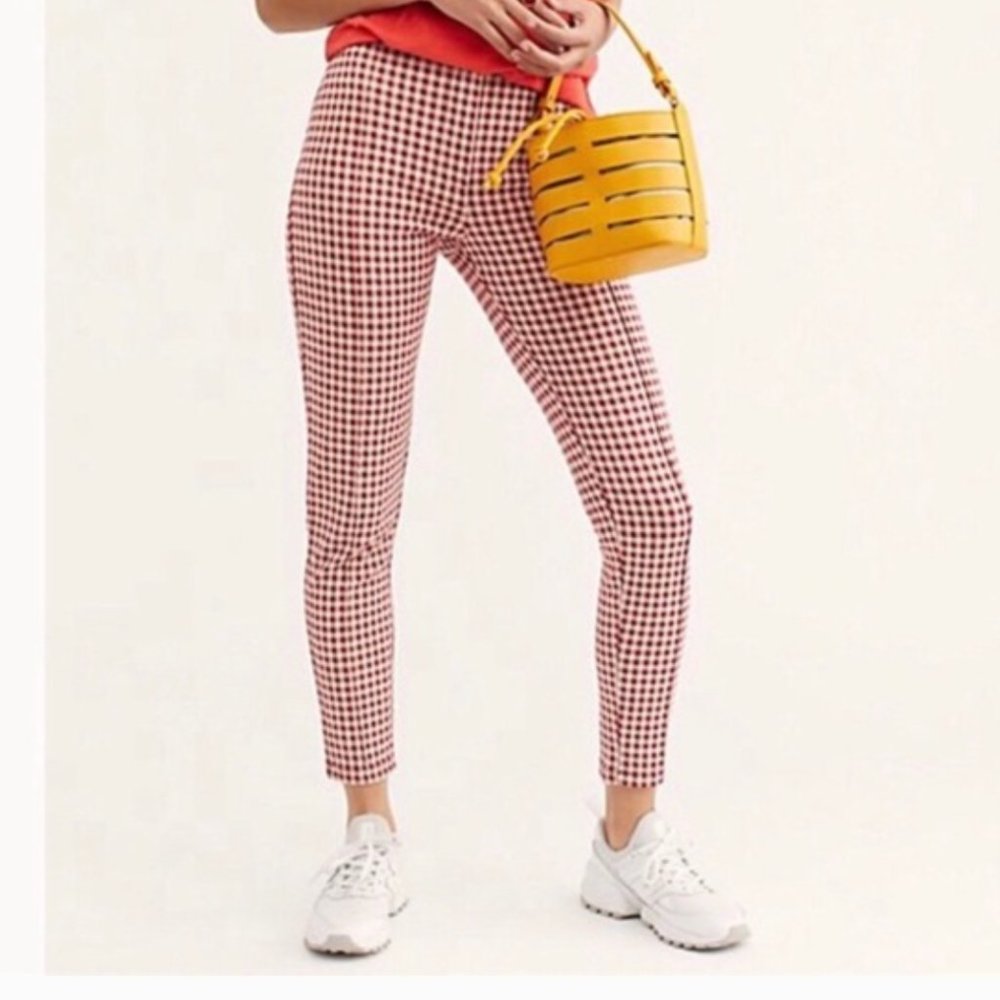 Free People Carnaby High Rise Pants Red White Gingham